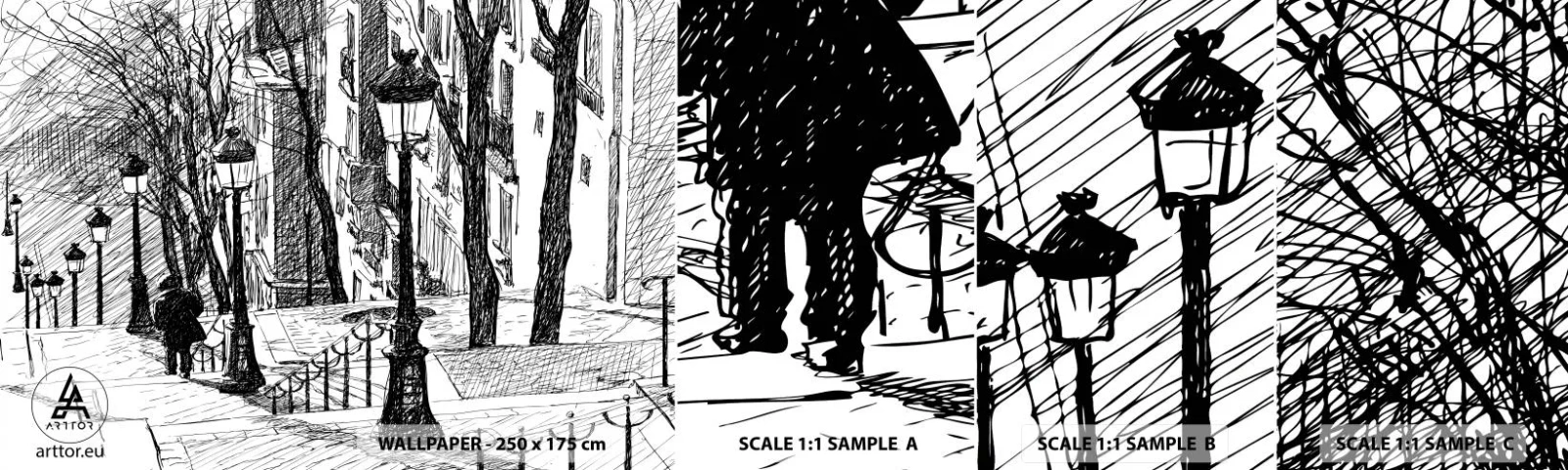 Campione Di Fotomurale Standard Eco - Storia d'amore o racconto di paura? - Montmartre, Architettura, Parigi - 100x30 cm