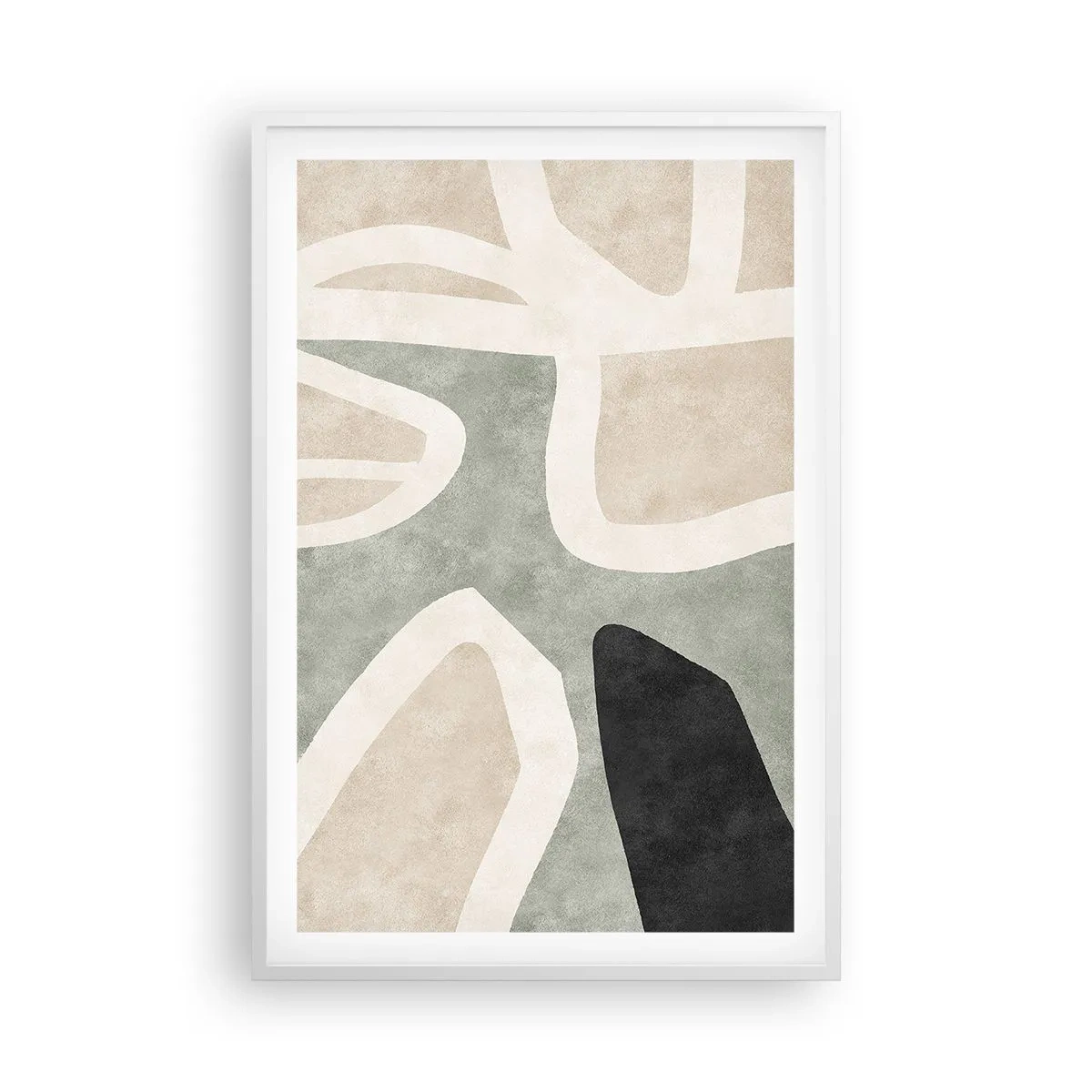 Poster in cornice bianca - Composizione con motivi in nero - 61x91 cm