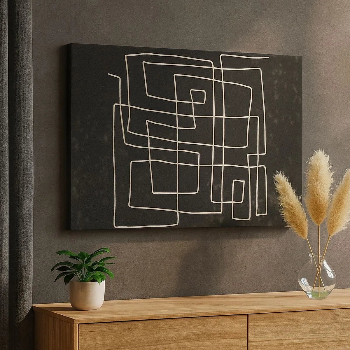 Quadro su tela - Stampe su Tela - Motivo geometrico astratto su sfondo scuro - 70x50cm - Non è così semplice - Decorazione murale moderna per soggiorno e camera da letto ARTTOR