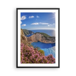Poster in cornice nera - Baia di Navagio sull'isola di Zante con scogliere e mare - 50x70cm - Le mie grosse vacanze greche - Decorazione murale moderna per soggiorno e camera da letto ARTTOR