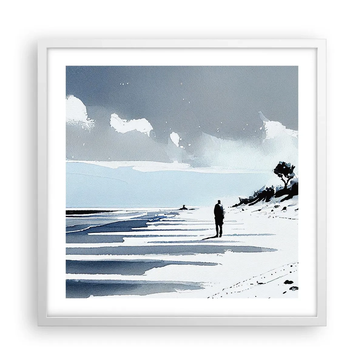 Poster in cornice bianca - Solo con se stesso - 50x50 cm