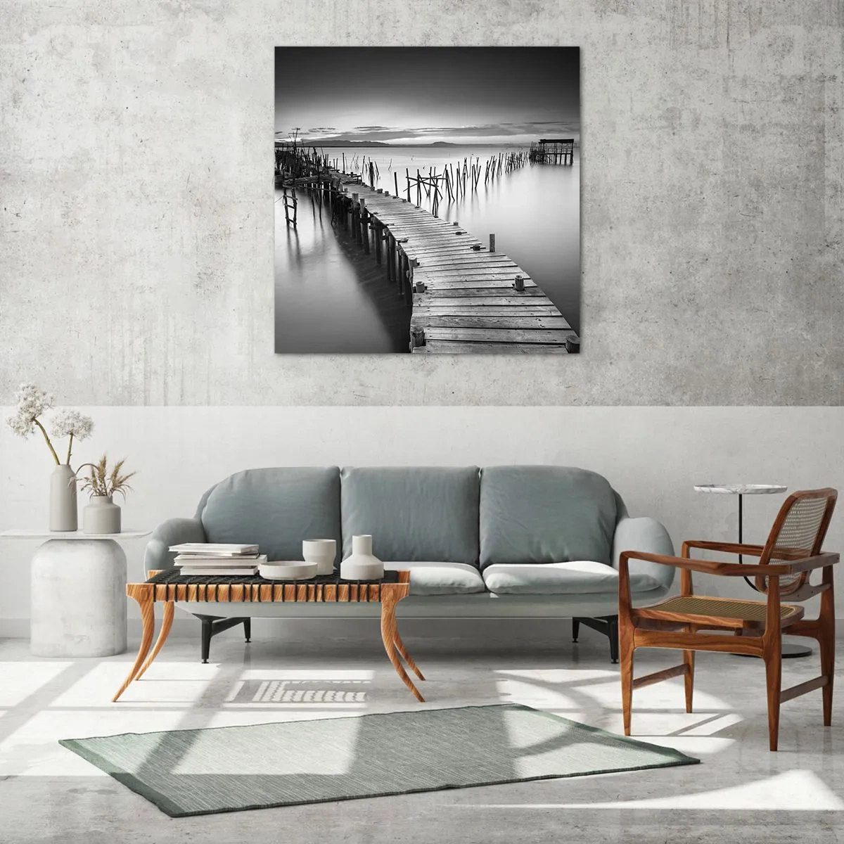 Quadro su vetro - La pace della riva dimenticata - 60x60 cm