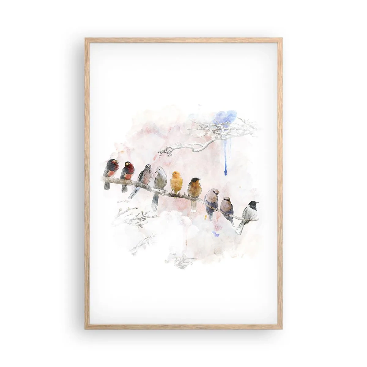 Poster in cornice rovere chiaro - Incontro alato - 61x91 cm