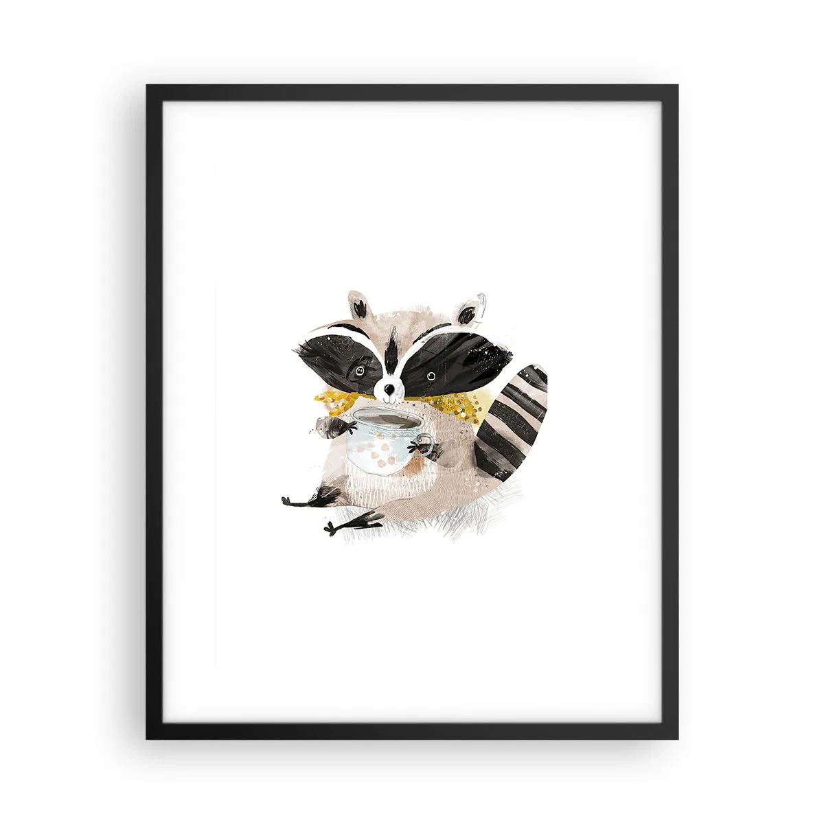 Poster in cornice nera - Il mio amico procione - 40x50 cm