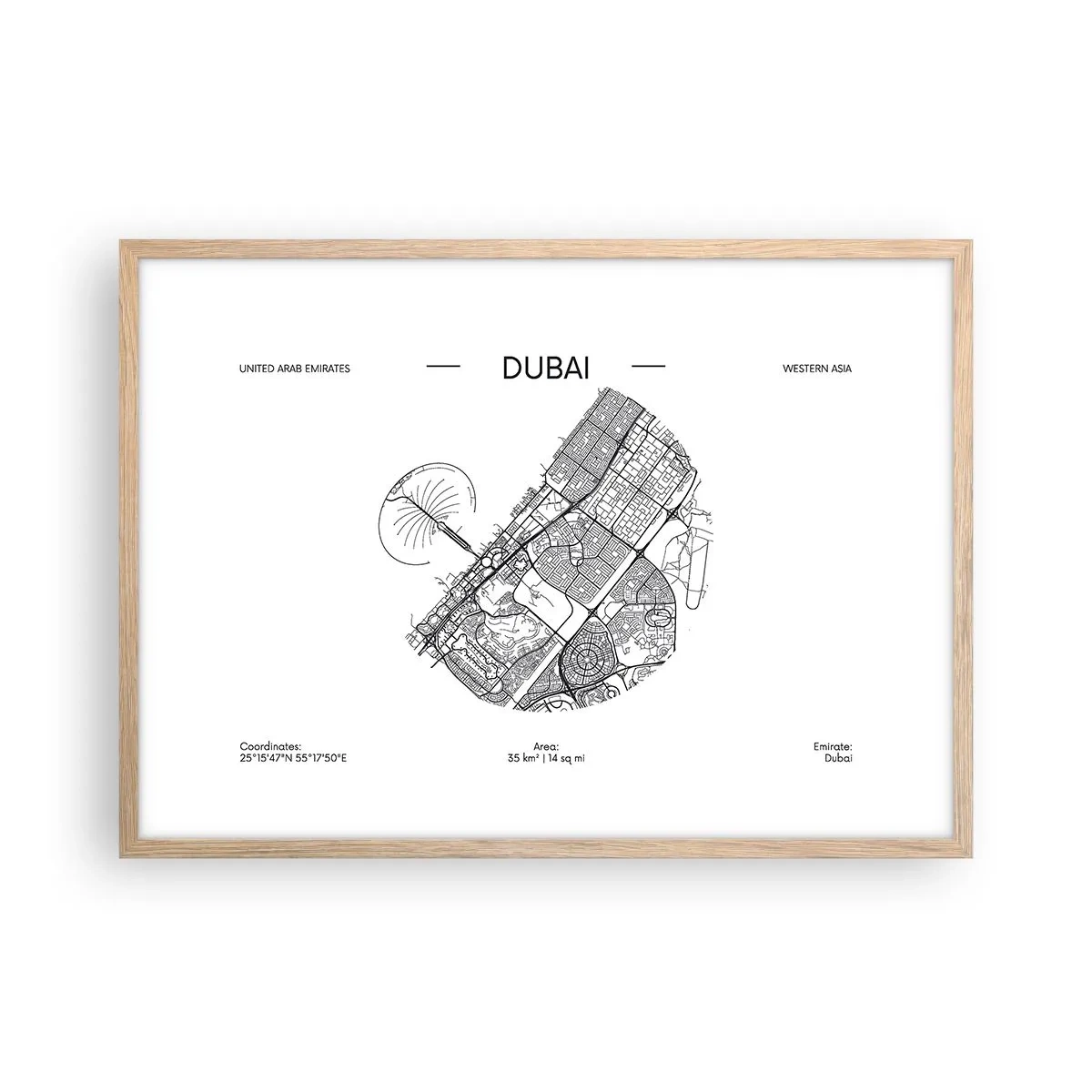 Poster in cornice rovere chiaro - Anatomia di Dubai - 70x50 cm