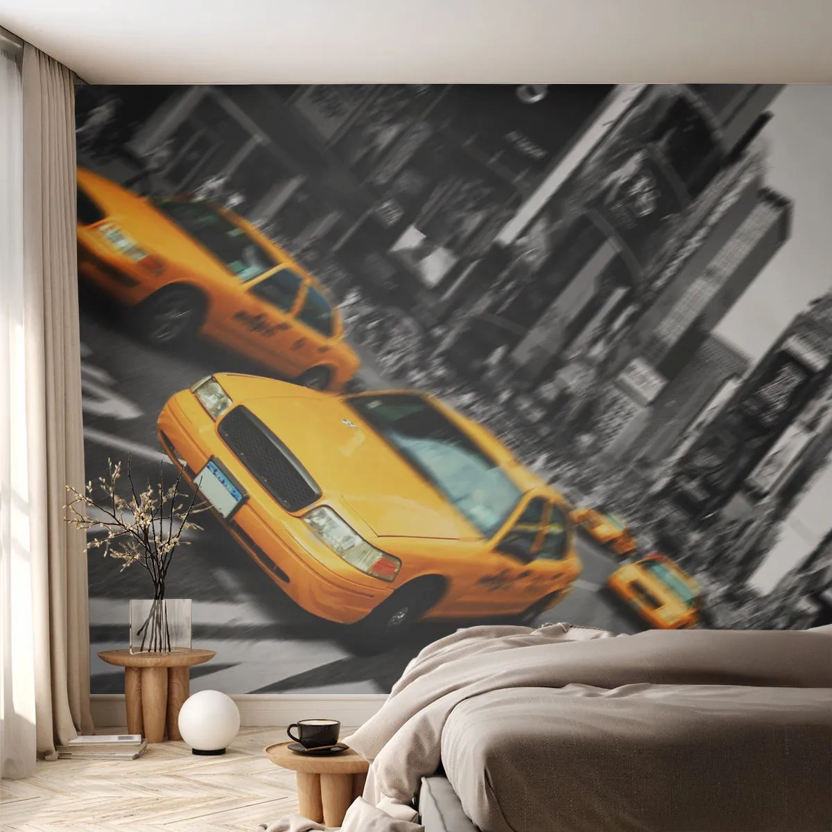 Fotomurali Autoadesivo Deluxe Sticker - Gocce di sole a New York - Città, Ney York, Taxi - 150x105 cm