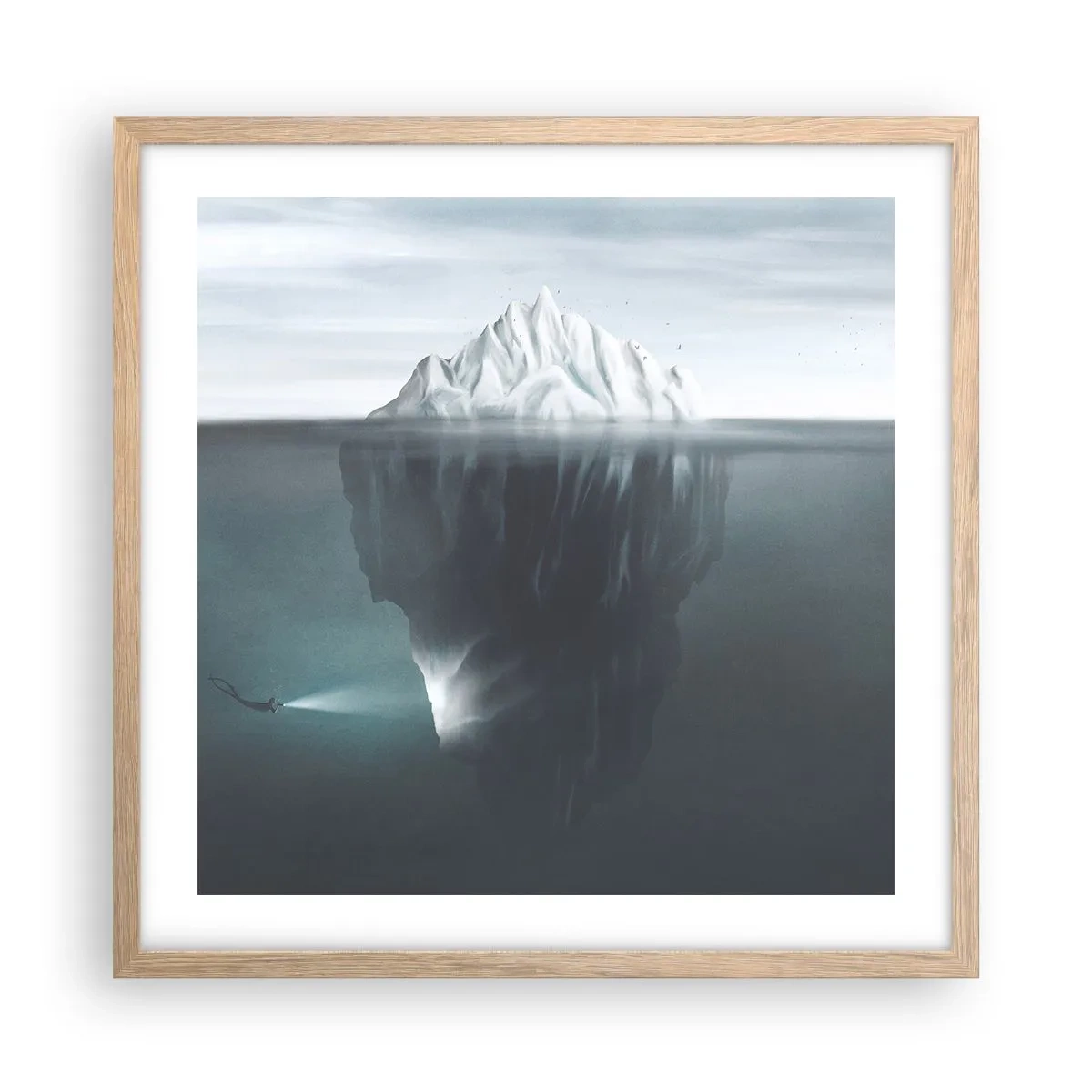 Poster in cornice rovere chiaro - Mistero sottomarino - 50x50 cm