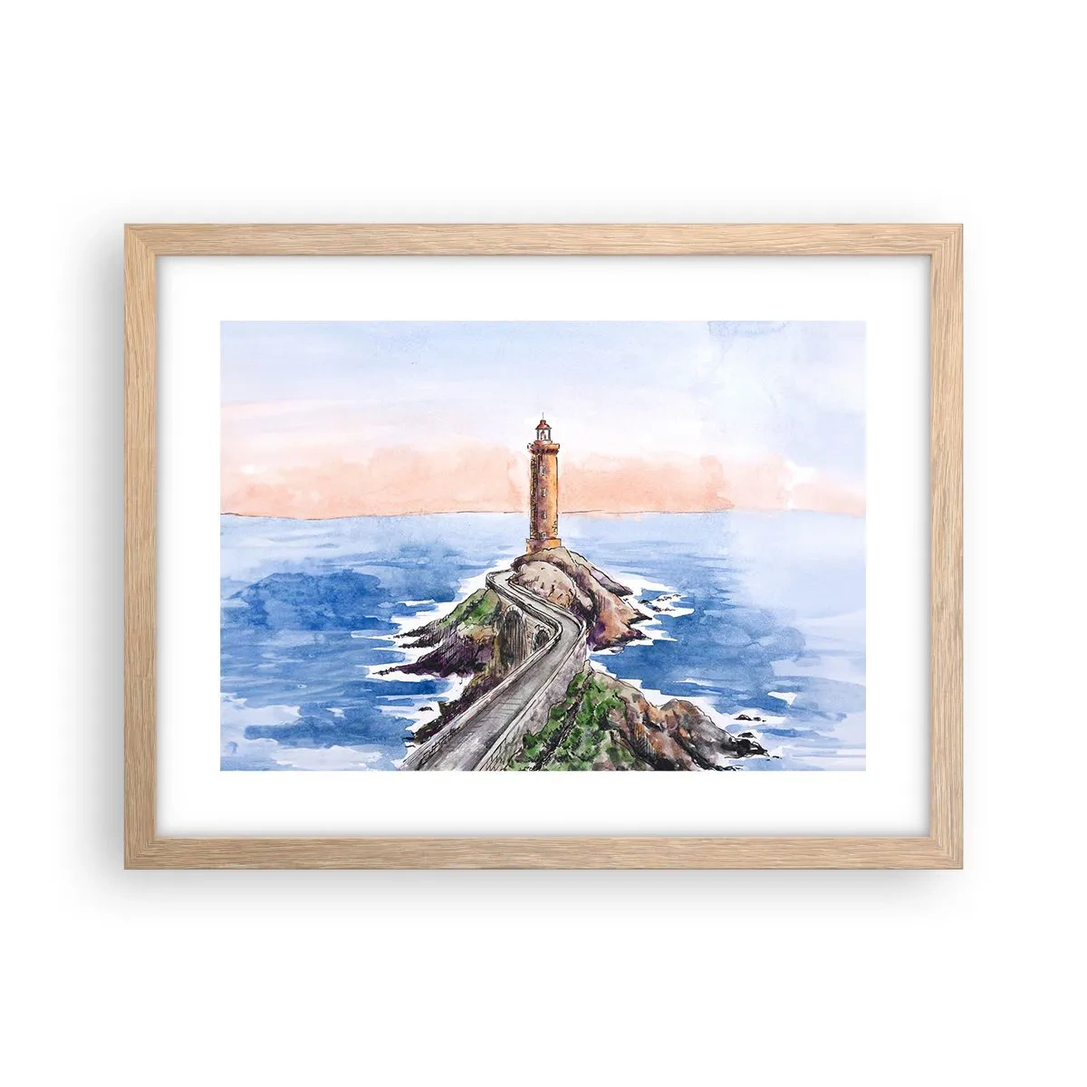 Poster in cornice rovere chiaro - Rivolto verso il mare - 40x30 cm