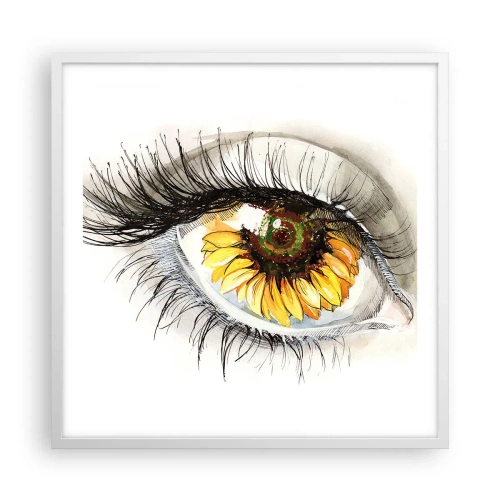 Poster in cornice bianca - Uno sguardo caldo come l'estate - 60x60 cm