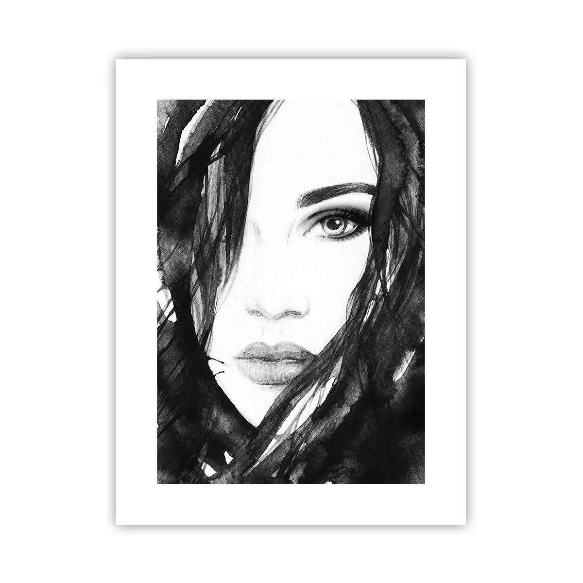 Poster - Ritratto di donna in bianco e nero - 30x40 cm