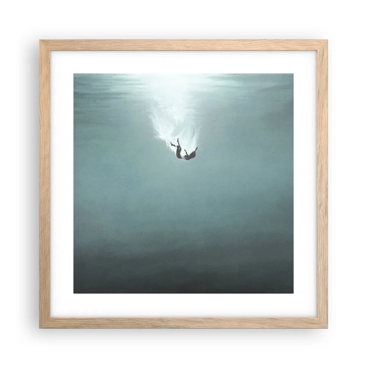 Poster in cornice rovere chiaro - Nell'abbraccio dell'oceano - 40x40 cm