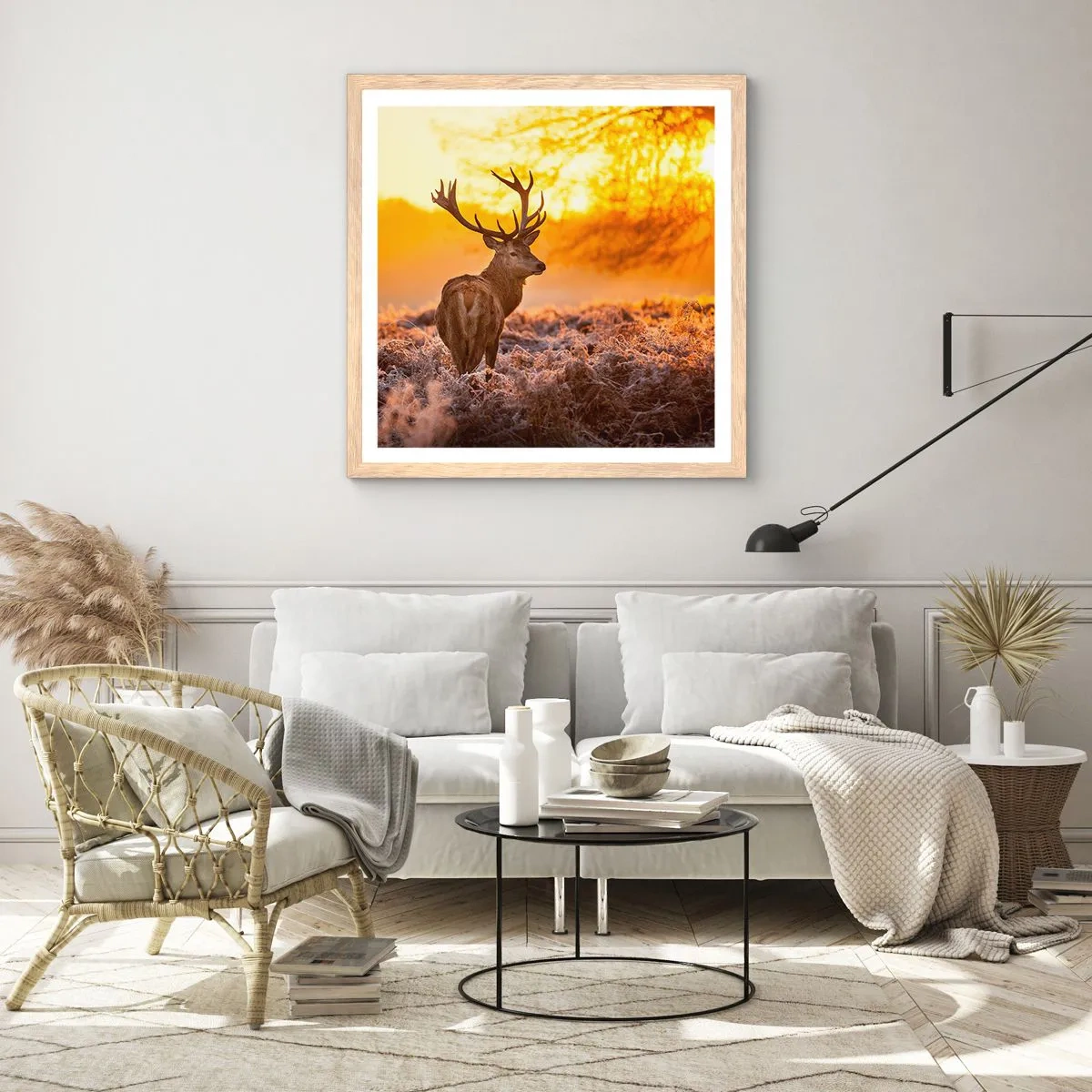 Poster in cornice rovere chiaro - Il re del bosco estivo - 50x50 cm