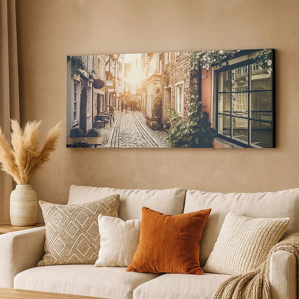 Quadro su tela - Stampe su Tela - L'angolo delle rose nella luce rosata - 100x40 cm