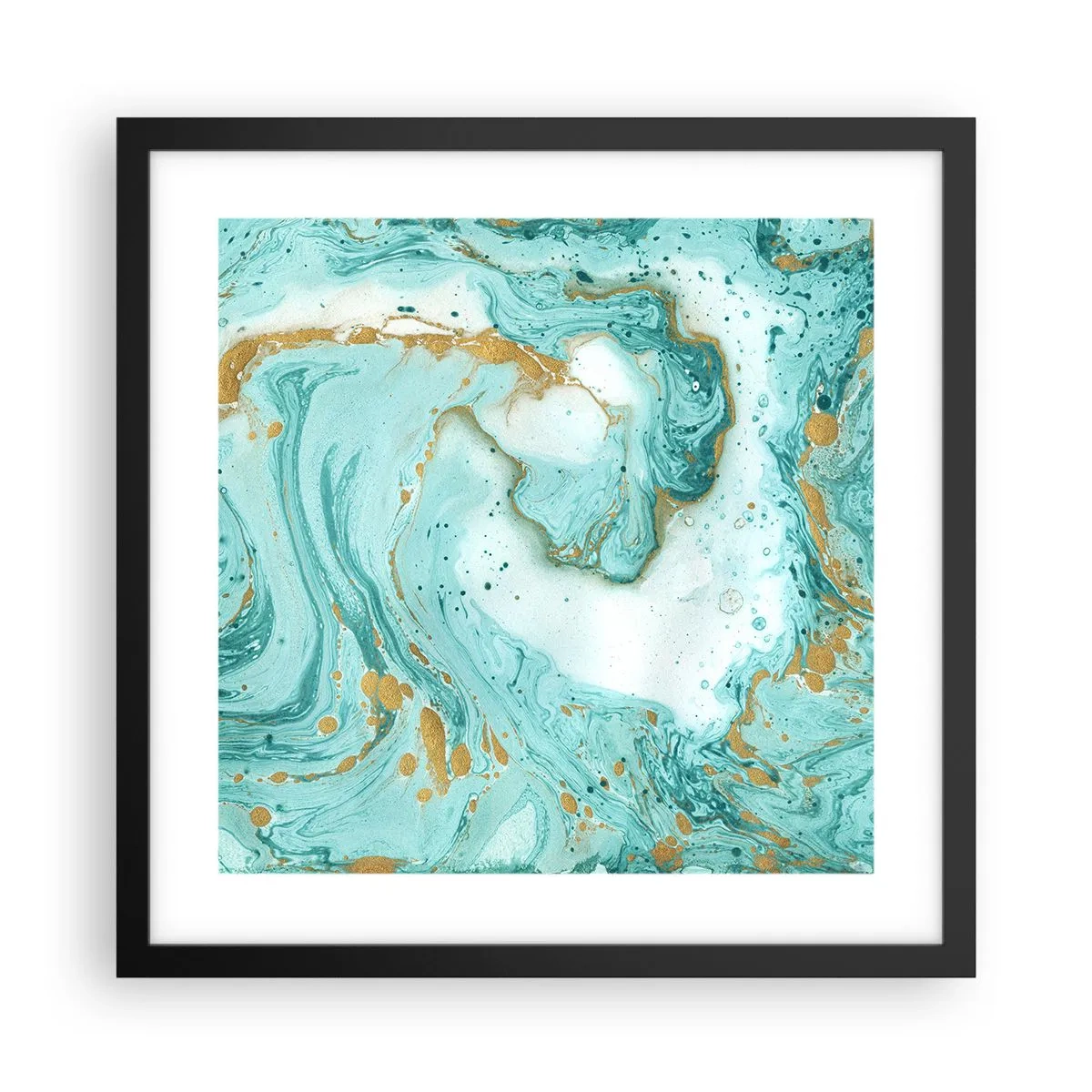 Poster in cornice nera - La grande onda del periodo Edo - 40x40 cm