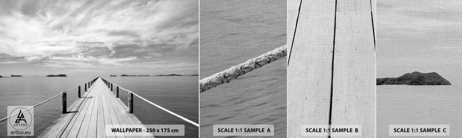 Campione di Fotomurale Premium Canvas - Forse un viaggio... - Paesaggio, Mare, Ponte di Legno - 100x30 cm