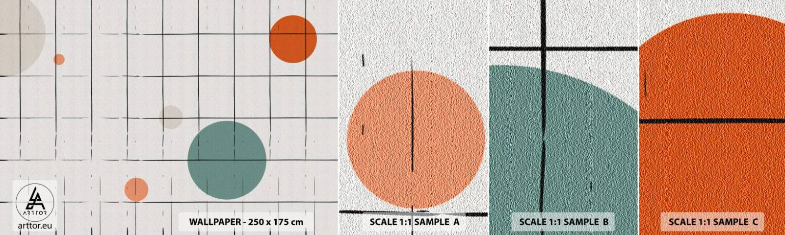 Campione di Fotomurale Adesivo Deluxe Sticker - Prigionieri. Noi o loro? - Sfondo, Ruote, Griglia - 100x30 cm