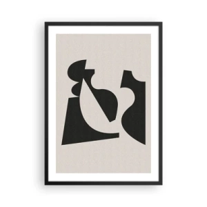 Poster in cornice nera - Composizione geometrica astratta in nero e beige - 50x70cm - Kit di montaggio - Decorazione murale moderna per soggiorno e camera da letto ARTTOR