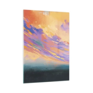 Quadro su vetro - Due persone sullo sfondo di un cielo colorato al tramonto - 50x70cm - Forza di attrazione - Decorazione murale moderna per soggiorno e camera da letto ARTTOR