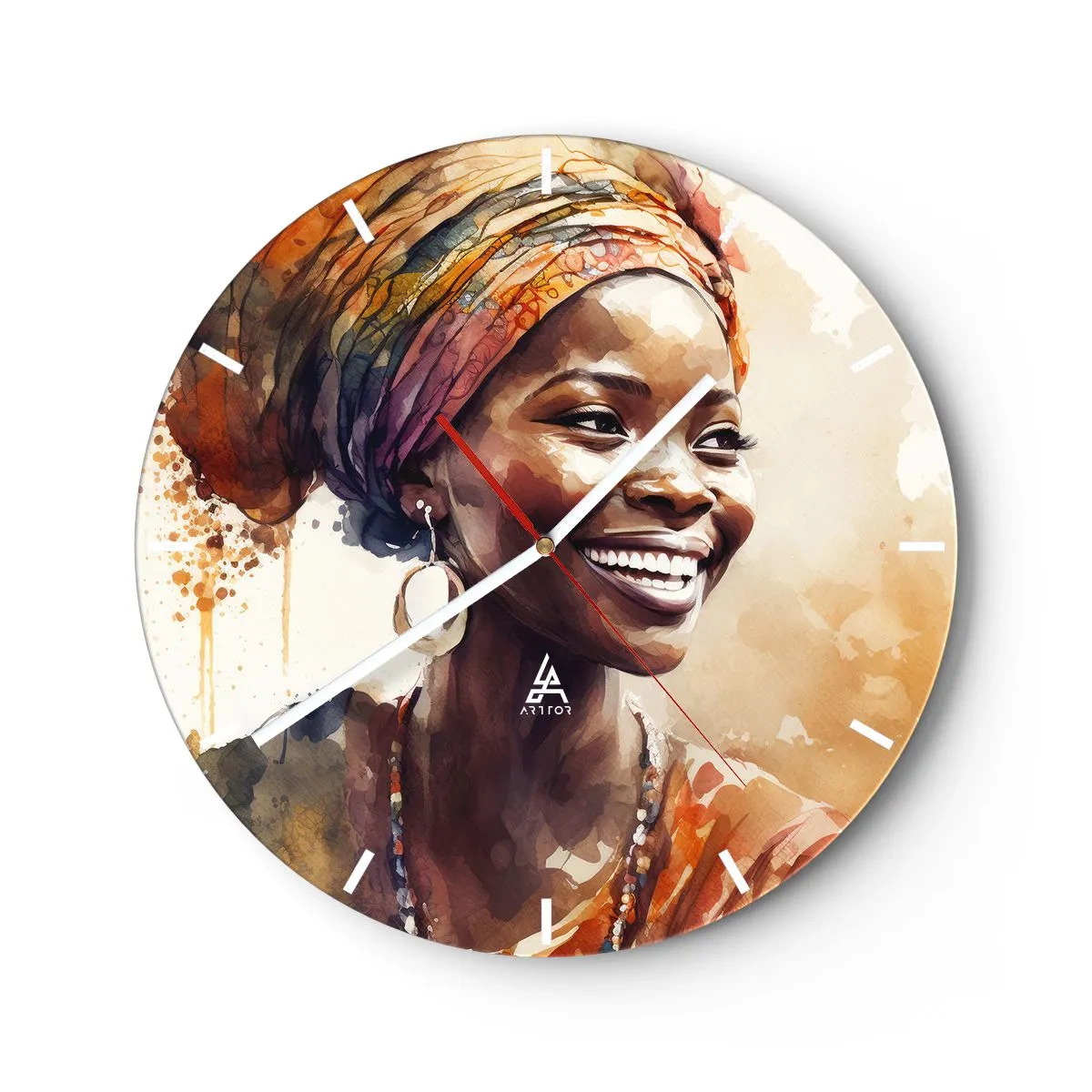 Orologio da parete - Orologio in Vetro - Regina africana - 40x40 cm