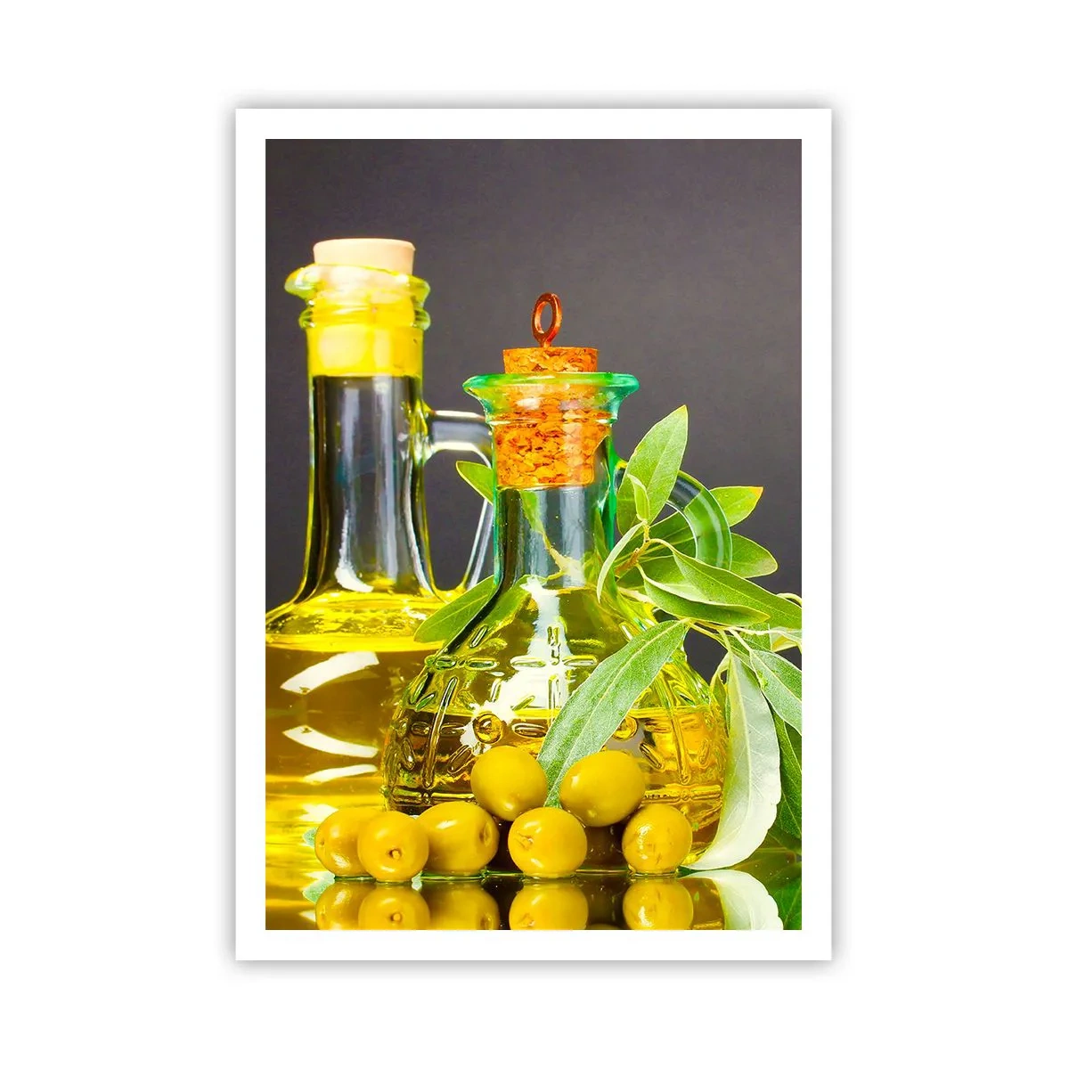 Poster - Natura morta con olive e olio - 70x100 cm