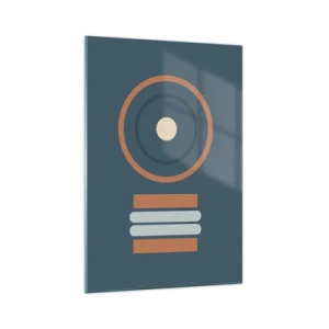 Quadro su vetro - Una composizione geometrica con cerchi e rettangoli dai colori tenui. - 70x100cm - L'essenza delle cose - Decorazione murale moderna per soggiorno e camera da letto ARTTOR