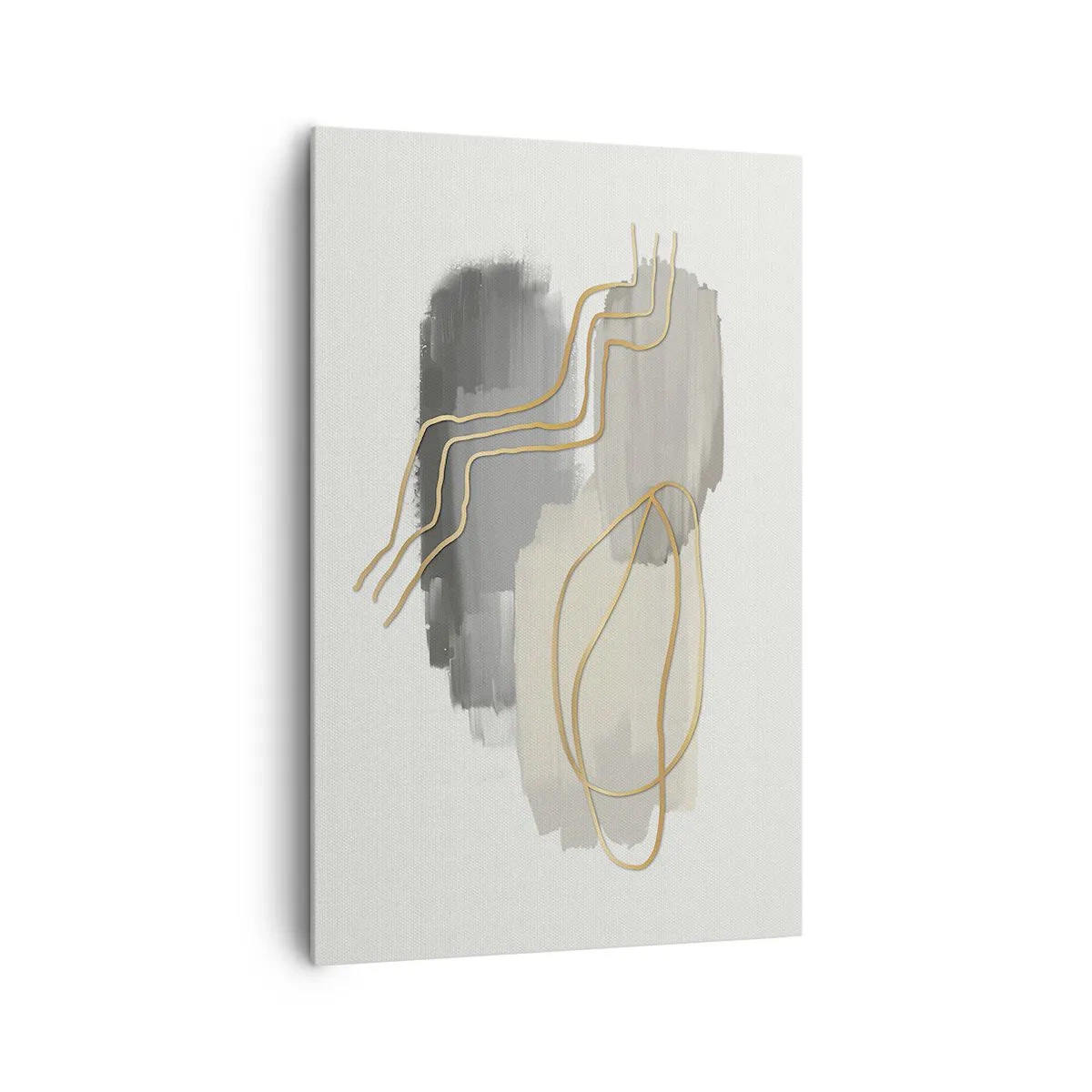 Quadro su tela - Stampe su Tela - Linee dorate astratte su sfondo grigio - 80x120cm - Durata e movimento - Decorazione murale moderna per soggiorno e camera da letto ARTTOR