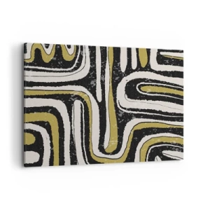 Quadro su tela - Stampe su Tela - Motivo astratto in nero, bianco e oro - 120x80cm - Composizione: strade e vicoli - Decorazione murale moderna per soggiorno e camera da letto ARTTOR