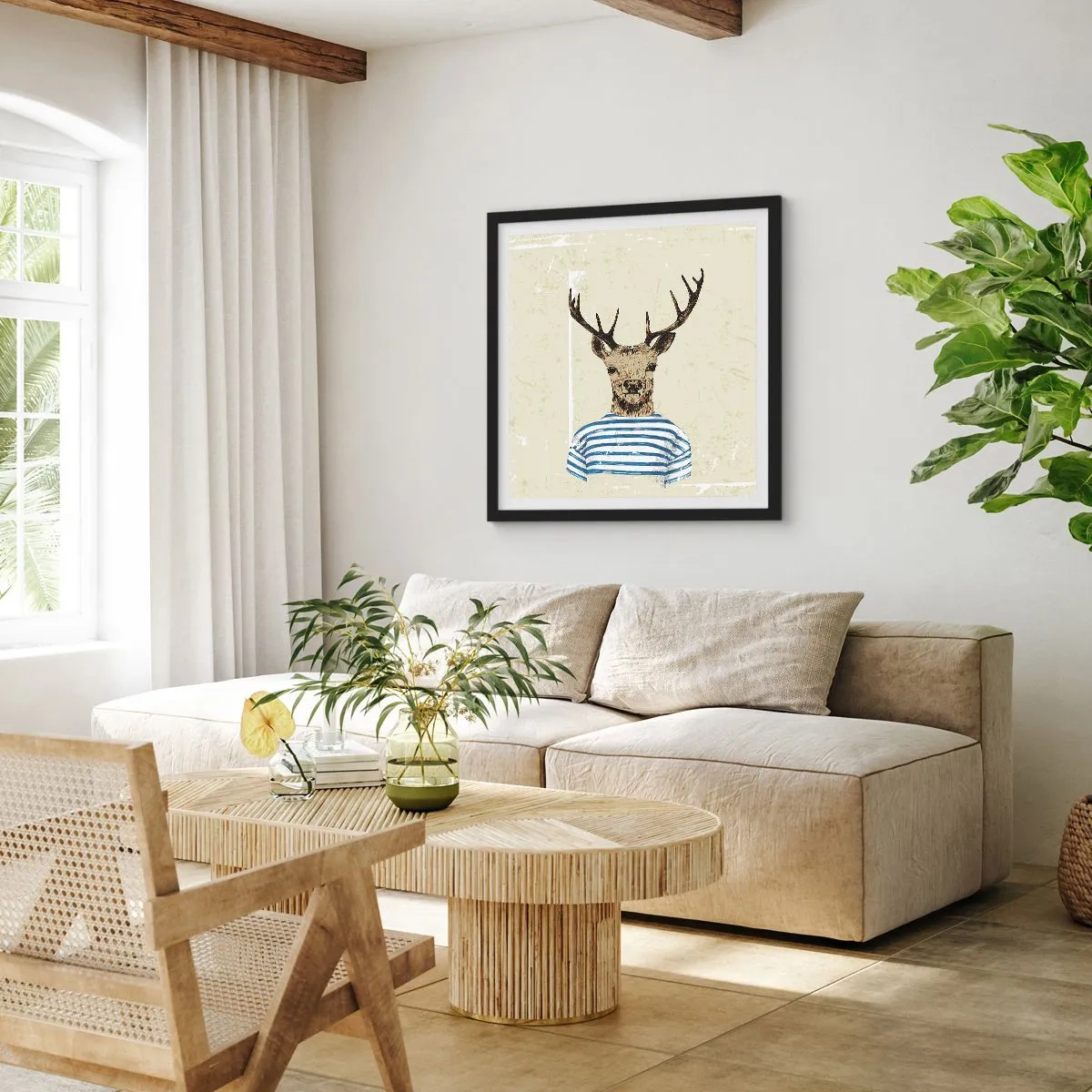 Poster in cornice nera - Mi piacciono le camicie a righe! - 60x60 cm