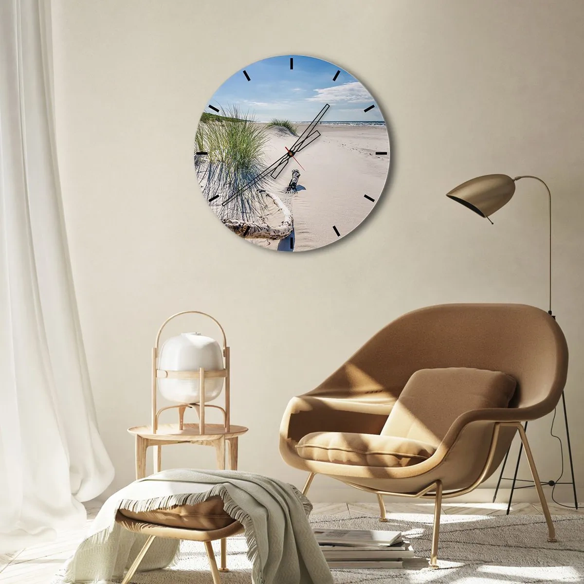Orologio da parete - Orologio in Vetro - Una spiaggia con sabbia, erba e vista sul mare in una giornata di sole - 30x30cm - La più bella? Quella del baltico - Decorazione murale moderna per soggiorno, cucina e camera da letto ARTTOR