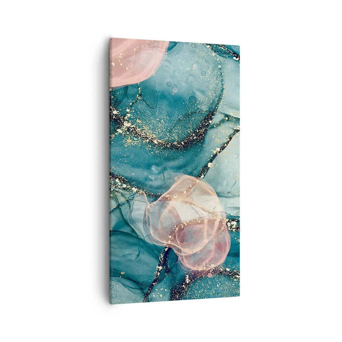 Quadro su tela - Stampe su Tela - Blu di seta, rosa di tulle - 55x100 cm