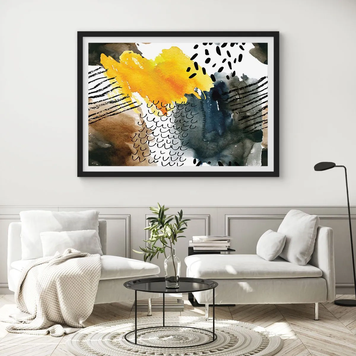 Poster in cornice nera - L'incontro degli elementi - 40x30 cm