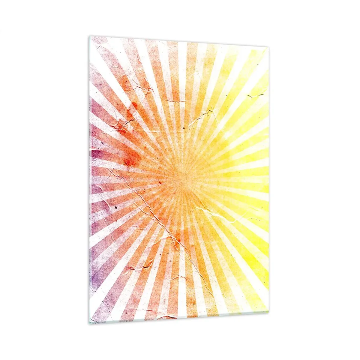 Quadro su vetro - Raggi del sole nascente o tramontante in stile retrò - 50x70cm - Albe e tramonti - Decorazione murale moderna per soggiorno e camera da letto ARTTOR