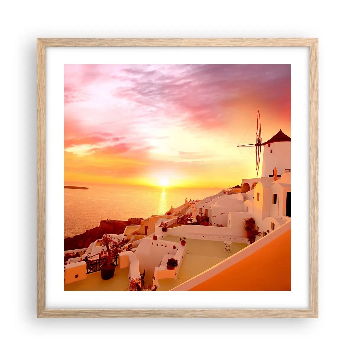 Poster in cornice rovere chiaro - Sciogliersi nel bianco e nell'oro - 50x50 cm