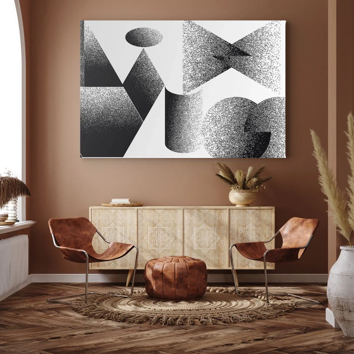 Quadro su tela - Stampe su Tela - Geometria composta da angoli e forme ovali - 70x50cm - Angoli e ovali - Decorazione murale moderna per soggiorno e camera da letto ARTTOR