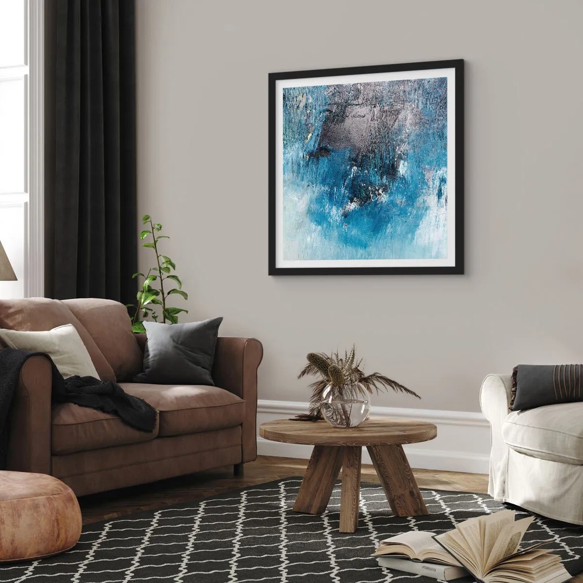 Poster in cornice nera - Rapsodia blu - 30x30 cm
