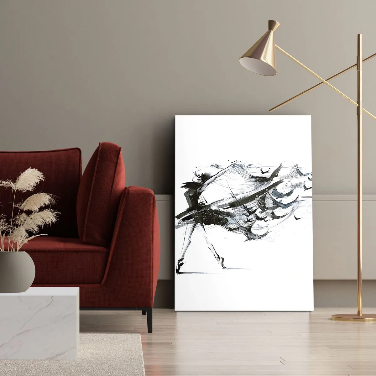 Quadro su tela - Stampe su Tela - Una ballerina con un abito dinamico a forma di uccello - 50x70cm - La magia della musica libera dall'incantesimo - Decorazione murale moderna per soggiorno e camera da letto ARTTOR
