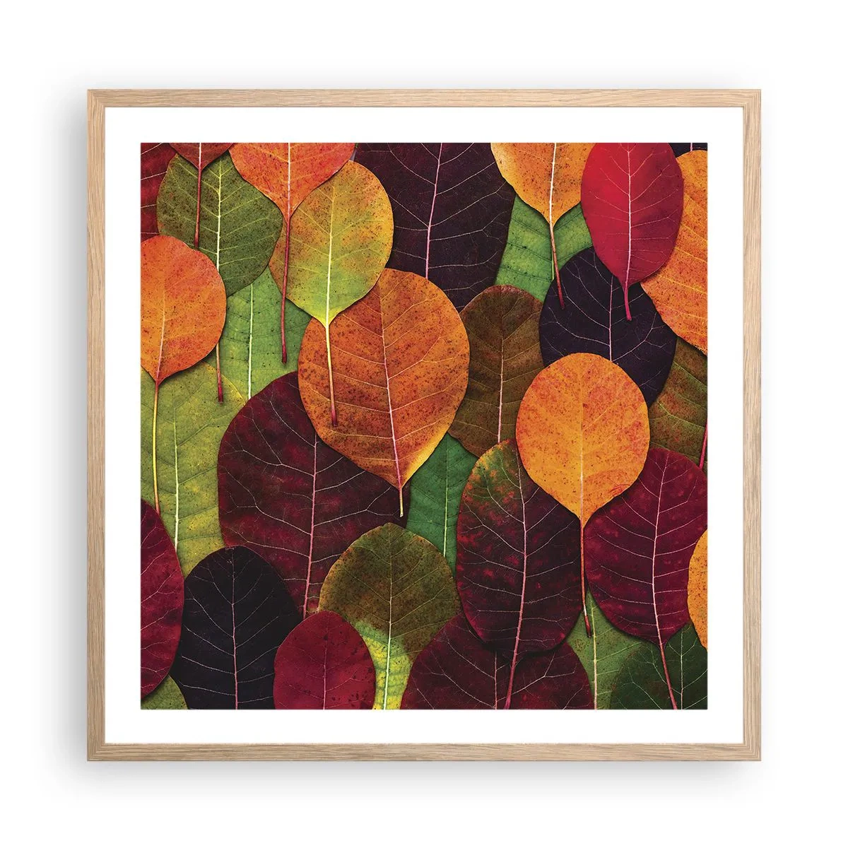 Poster in cornice rovere chiaro - Mosaico autunnale - 60x60 cm