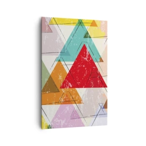 Quadro su tela - Stampe su Tela - Astrazione colorata con triangoli geometrici - 80x120cm - Tre alla volta - Decorazione murale moderna per soggiorno e camera da letto ARTTOR