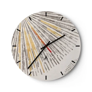Orologio da parete - Orologio in Vetro - Linee radianti in oro e grigio su uno sfondo chiaro - 30x30cm - La bellezza dei raggi - Decorazione murale moderna per soggiorno, cucina e camera da letto ARTTOR
