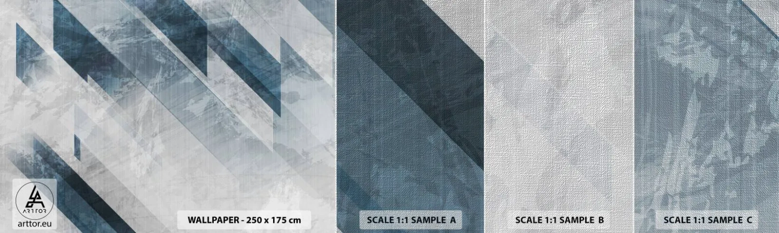 Campione di Fotomurale Premium Canvas - Composizione spaziale: movimento in grigio - Astrazione, Pezzo, Modello moderno - 100x30 cm