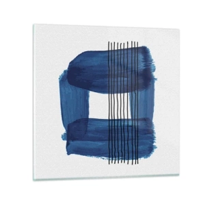 Quadro su vetro - Composizione blu e nera - 30x30 cm