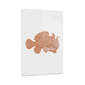 Quadro su vetro - Disegno dettagliato di un pesce color rame su sfondo bianco - 70x100cm - È davvero un pesce - Decorazione murale moderna per soggiorno e camera da letto ARTTOR