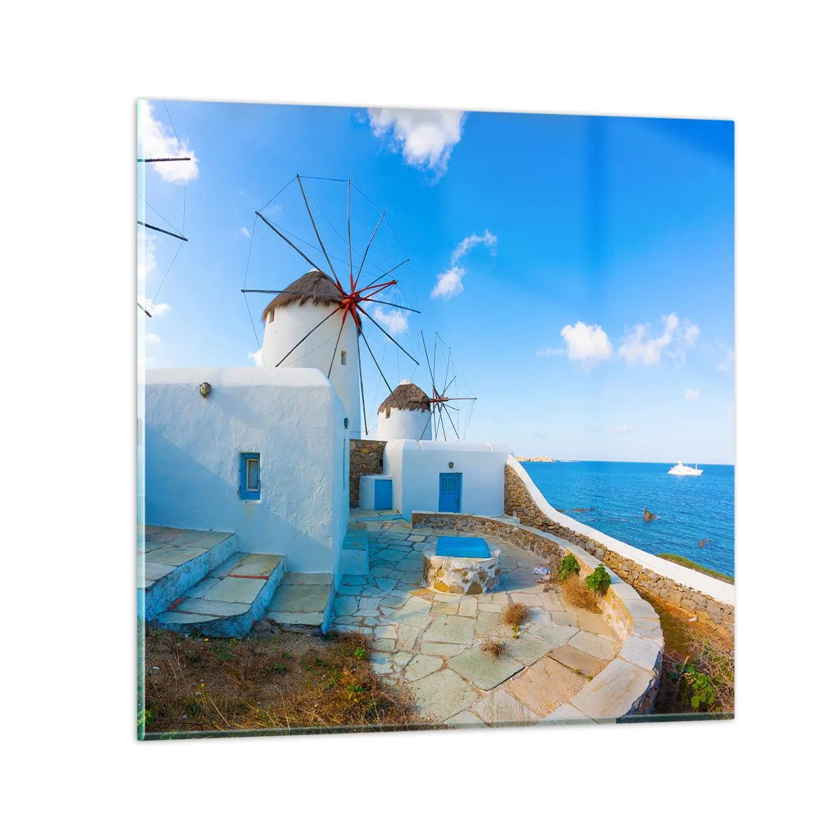 Quadro su vetro - Vento azzurro sul mare - 60x60 cm