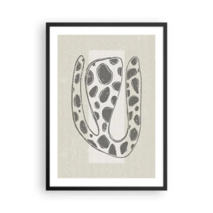 Poster in cornice nera - Forma organica astratta in tonalità di grigio - 50x70cm - Creatura stranissima - Decorazione murale moderna per soggiorno e camera da letto ARTTOR