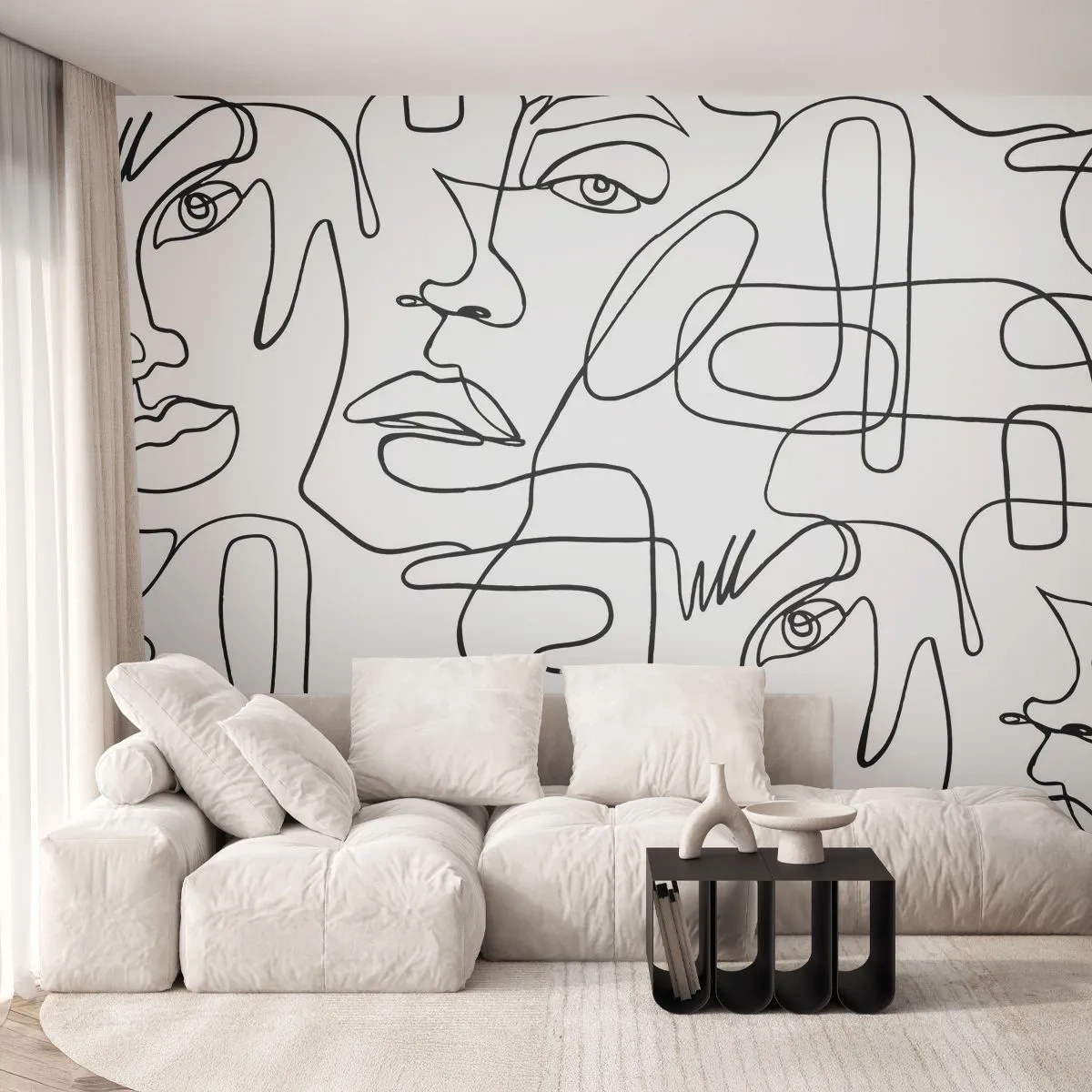 Fotomurali Premium Canvas - Emozioni intrecciate - Facce, Linea, Occhi - 450x315 cm