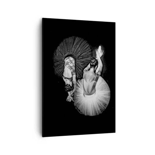 Quadro su tela - Stampe su Tela - Un'immagine in bianco e nero di due ballerine in una posa dinamica. - 70x100cm - Yin e yang - equilibrio ideale - Decorazione murale moderna per soggiorno e camera da letto ARTTOR