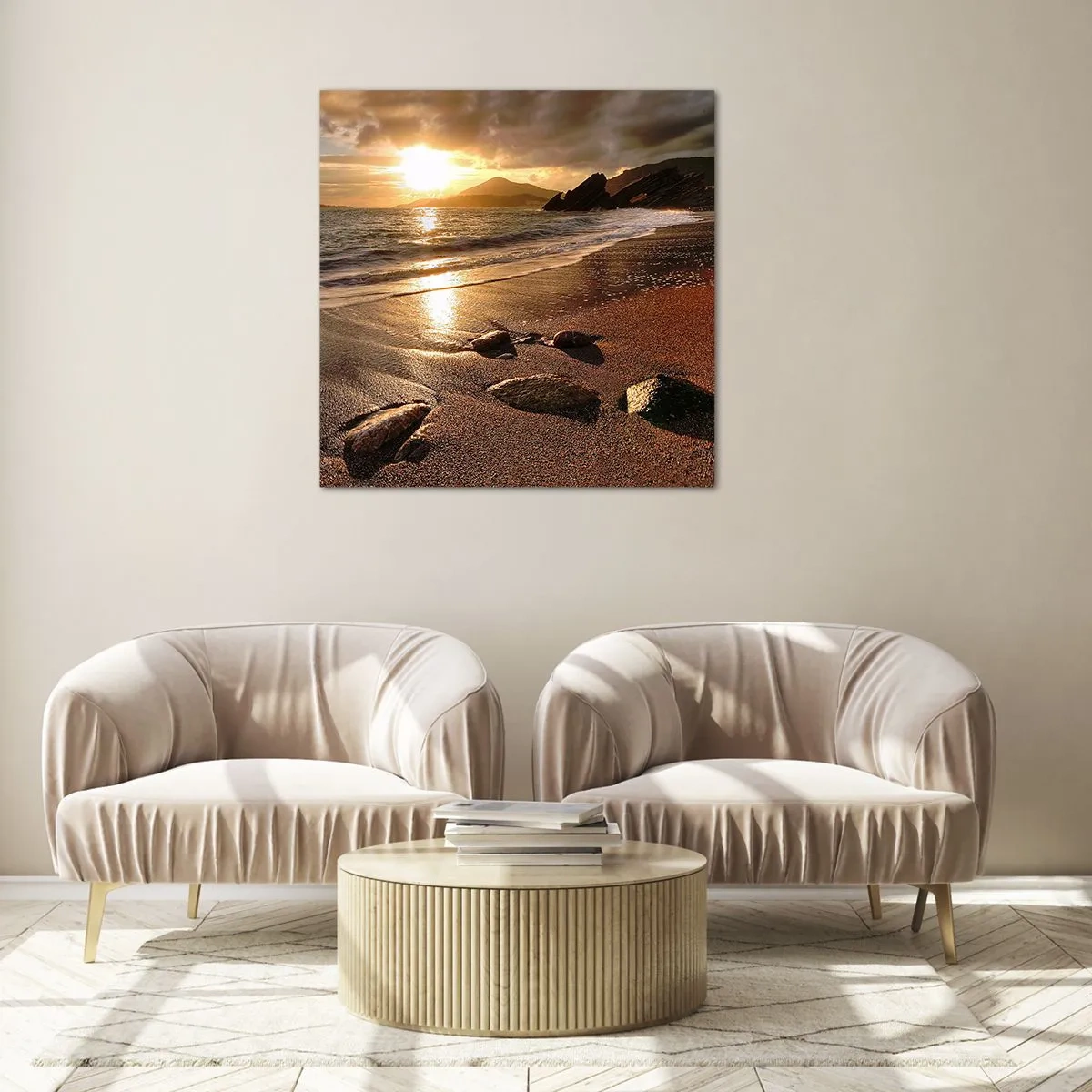 Quadro su vetro - Seguendo il sole verso le colline - 30x30 cm