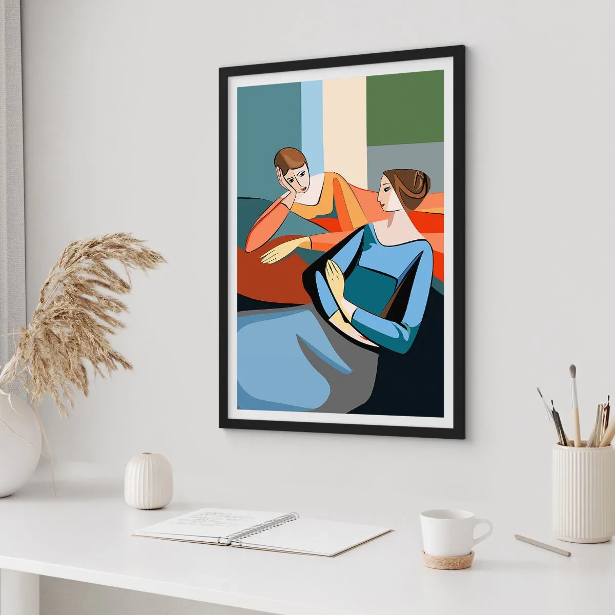 Poster in cornice nera - Il momento delle confidenze - 70x100 cm