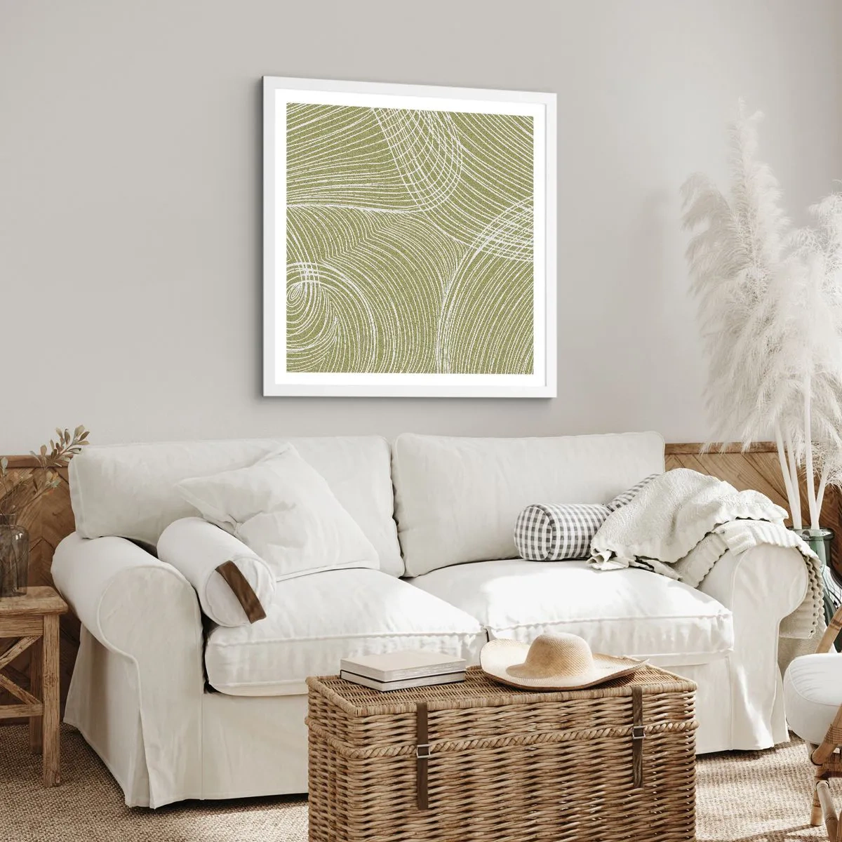 Poster in cornice bianca - Astrazione intricata in bianco - 60x60 cm