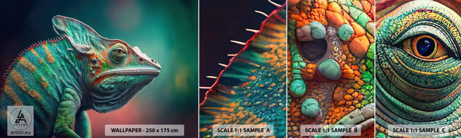 Campione Di Fotomurale Standard Eco - Mi vedi? Non va bene... - Camaleonte, Animali, Rettile - 100x30 cm